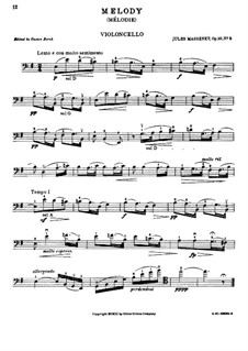 Dix pièces de genre, Op.10: No.5 Mélodie (Élégie), for cello and piano – solo part by Jules Massenet