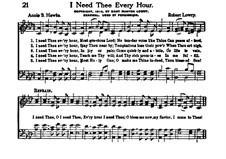 I Need Thee Every Hour: Vocal score by Robert Lowry
