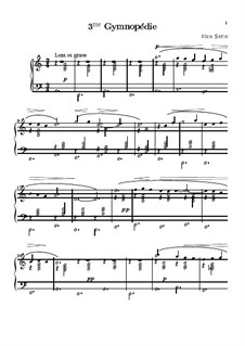 E. SATIE - Gymnopédie No. 3 - Partition pour Piano