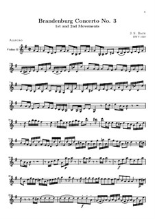 Movements I, II: Violin II part by Johann Sebastian Bach