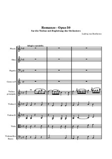 Romance for Violin and Orchestra No.2 in F Major, Op.50: Full score by Ludwig van Beethoven