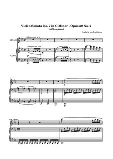 Sonata for Violin and Piano No.7, Op.30 No.2: Movement I by Ludwig van Beethoven