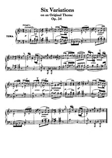 Six Variations on a Swiss Song, Op.34: For piano by Ludwig van Beethoven