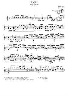 Fugue in A Minor, BWV 1000: Arrangement for guitar by Johann Sebastian Bach