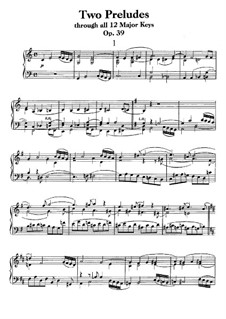 Two Preludes Through All Twelve Major Keys, Op.39: For piano by Ludwig van Beethoven