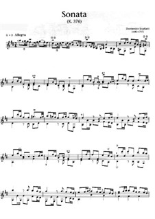 Sonata No.34 in B Minor, K.376 L.34 P.246: For guitar by Domenico Scarlatti