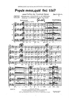 Improperia. Popule meus, quid feci tibi: Vocal score by Tomás Luis de Victoria