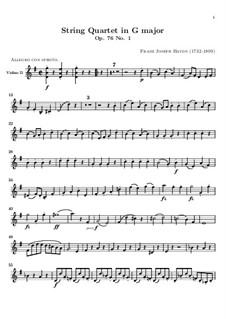 String Quartet No.60 in G Major, Hob.III/75 Op.76 No.1: Violin II part by Joseph Haydn