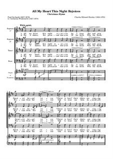 All My Heart This Night Rejoices for Choir and Organ (or Piano): All My Heart This Night Rejoices for Choir and Organ (or Piano) by Charles Edward Horsley