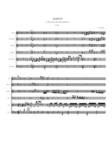 Quintet for Winds and Piano in E Flat Major, K.452: Full score by Wolfgang Amadeus Mozart