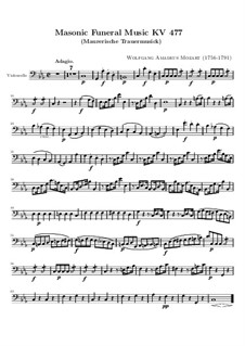 Masonic Funeral Music, K.477: Cello part by Wolfgang Amadeus Mozart