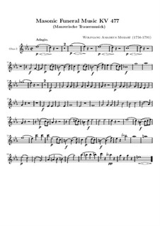 Masonic Funeral Music, K.477: Oboe I part by Wolfgang Amadeus Mozart