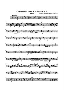 Concerto for Horn and Orchestra No.1 in D Major, K.412: Cello and double bass part by Wolfgang Amadeus Mozart