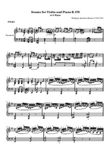 Sonata for Violin and Piano No.27 in G Major, K.379: Piano part by Wolfgang Amadeus Mozart