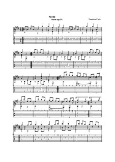 Récréation du guitariste (The Guitarist's Break), Op.51 : No.6 Rondo, Tablature by Napoléon Coste