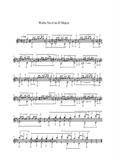 Sixteen Waltzes Favorites: Waltz No.6, for Guitar by Johann Strauss (Sohn)