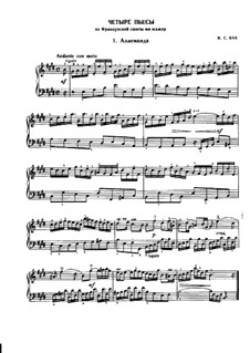 Suite No.6 in E Major, BWV 817: Movements I, VI, III, IV by Johann Sebastian Bach