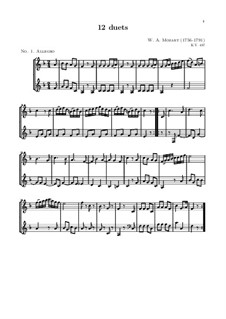 Twelve Duets for Two Hors, K.487: Full score by Wolfgang Amadeus Mozart