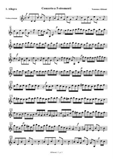 Concerto for Strings in C Major: Movement I (Allegro) – violin solo part by Tomaso Albinoni