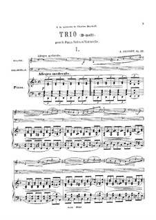 Piano Trio No.1 in D Minor, Op.32 by A. Arensky sheet music on MusicaNeo