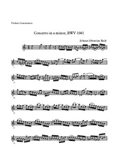 Concerto for Violin, Strings and Basso Continuo No.1 in A Minor, BWV 1041: Movement I – solo part by Johann Sebastian Bach
