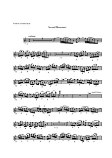 Concerto for Violin, Strings and Basso Continuo No.1 in A Minor, BWV 1041: Movement II – solo part by Johann Sebastian Bach
