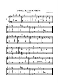 Saraband and Partita on Themes from 'Bellerophon' by Lully, BWV 990: For keyboard (high quality sheet music) by Johann Sebastian Bach