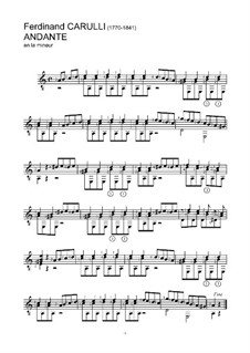 Andante in A Minor: For guitar by Ferdinando Carulli