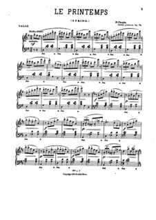 Waltzes, Op. posth.70: No.1 (Le printemps). Version in G Major by Frédéric Chopin