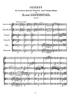 Sextet in E Flat Major, Op.81b: Full score by Ludwig van Beethoven