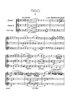 Trio for Two Oboes and Cor Anglais, Op.87: Full score by Ludwig van Beethoven