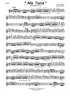 Rondo alla turca: For string quartet by Wolfgang Amadeus Mozart