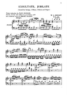 Exsultate, jubilate, K.165: Piano-vocal score by Wolfgang Amadeus Mozart