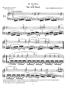 Twenty-Four Studies for the Left Hand, Op.718: For piano by Carl Czerny