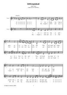 Arthropoduet – (a centipede was happy quite...) for two voices a cappella: Arthropoduet – (a centipede was happy quite...) for two voices a cappella by David W Solomons
