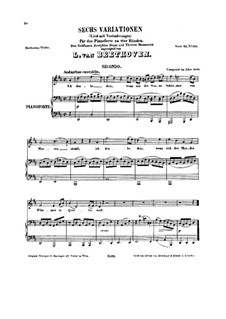 Six Variations, WoO 74: Version for voice and piano four hands  by Ludwig van Beethoven