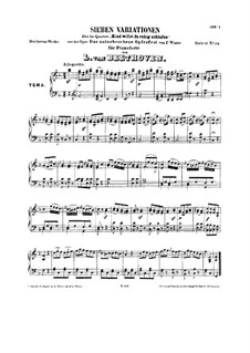 Seven Variations on Theme from 'Das unterbrochene Opferfest' by P. Winter , WoO 75: For piano by Ludwig van Beethoven