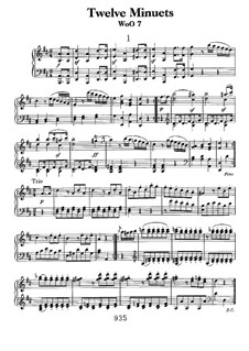 Twelve Minuets, WoO 7: For piano by Ludwig van Beethoven