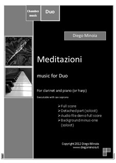 Meditazioni: For clarinet (or sax soprano) and piano (or harp) with audio files demo full and minus one by Diego Minoia