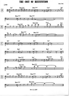 The Cost Of Restitution: Bass clef version by Jared Plane