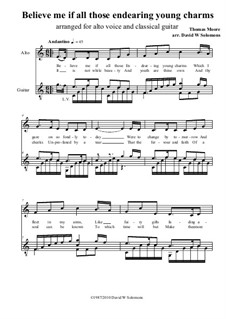 Believe Me, if All Those Endearing Young Charms, for Alto and Guitar: Believe Me, if All Those Endearing Young Charms, for Alto and Guitar by folklore, David W Solomons