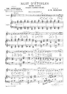 Nuit d'étoiles (Starry Night), L.4: Piano-vocal score (English, french and spanish texts) by Claude Debussy