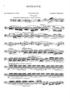 Sonata for Cello and Piano in D Minor, L.135: Score, solo part by Claude Debussy