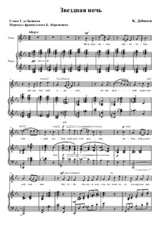 Nuit d'étoiles (Starry Night), L.4: Piano-vocal score (Russian text) by Claude Debussy