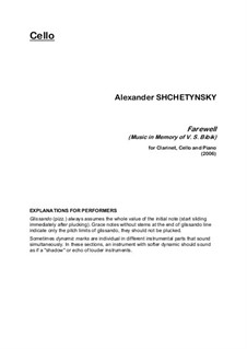 Farewell (Music in memory of V.S.Bibik) for clarinet, cello and piano: For clarinet, cello and piano (cello part) by Oleksandr (Alexander) Shchetynsky (Shchetinsky)