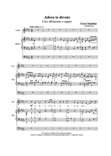 Adoro te devote. Unison chorus and organ, CS124 No.1: Adoro te devote. Unison chorus and organ by Santino Cara