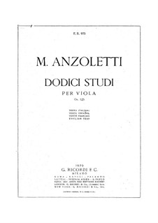 Twelve Etudes for Viola, Op.125: Twelve Etudes for Viola by Marco Anzoletti