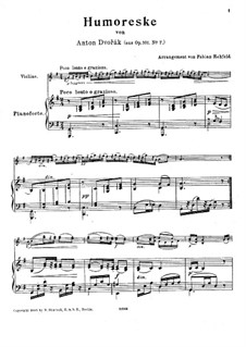 No.7 in G Flat Major: For violin and piano by Antonín Dvořák