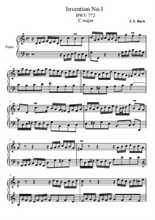 No.1 in C Major, BWV 772: For piano by Johann Sebastian Bach