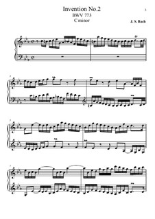 No.2 in C Minor, BWV 773: For piano by Johann Sebastian Bach